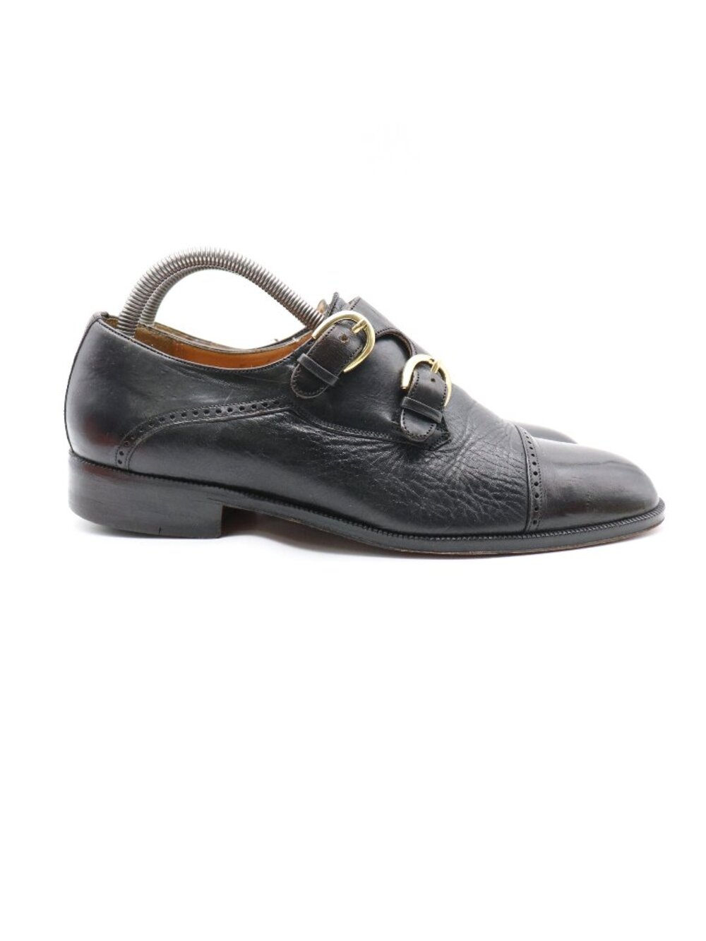 Mezlan Portofino Black Leather Men's Size 8.5 M Double Monk Strap Dress Shoes